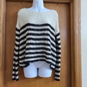 Brandy Melville Cream Black Striped Sweater
